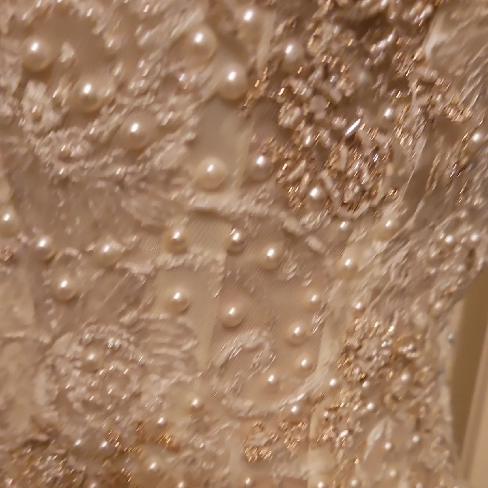 Commissioned Gown Hand Crafted Strapless White Floral Dress - Picture 13 of 17